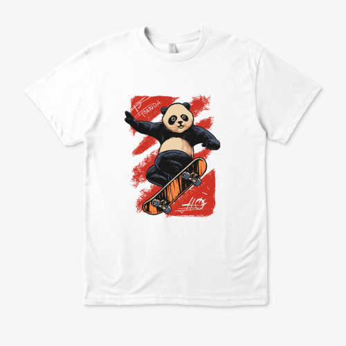 Panda Skateboard Graphic T-Shirt