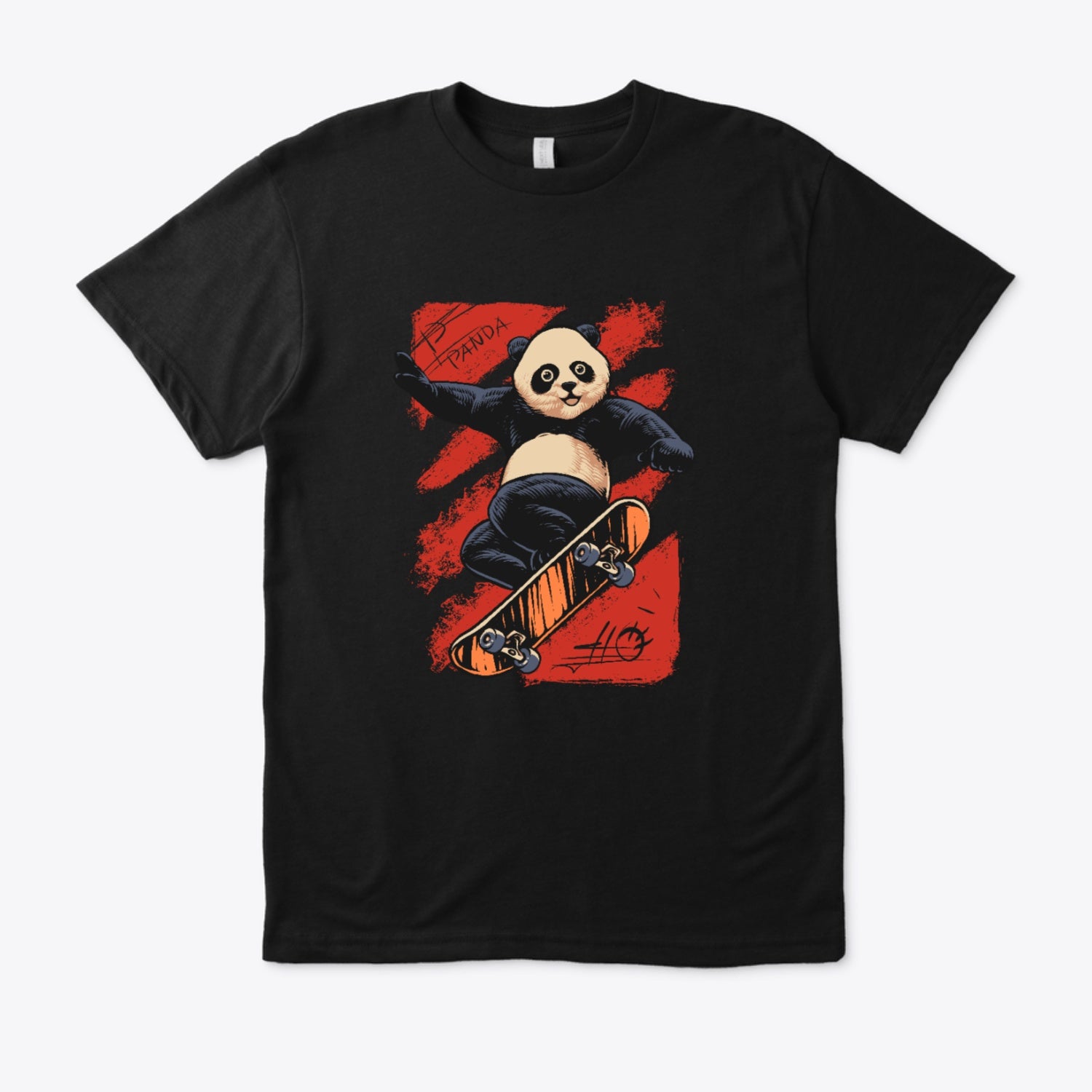 Panda Skateboard Graphic T-Shirt