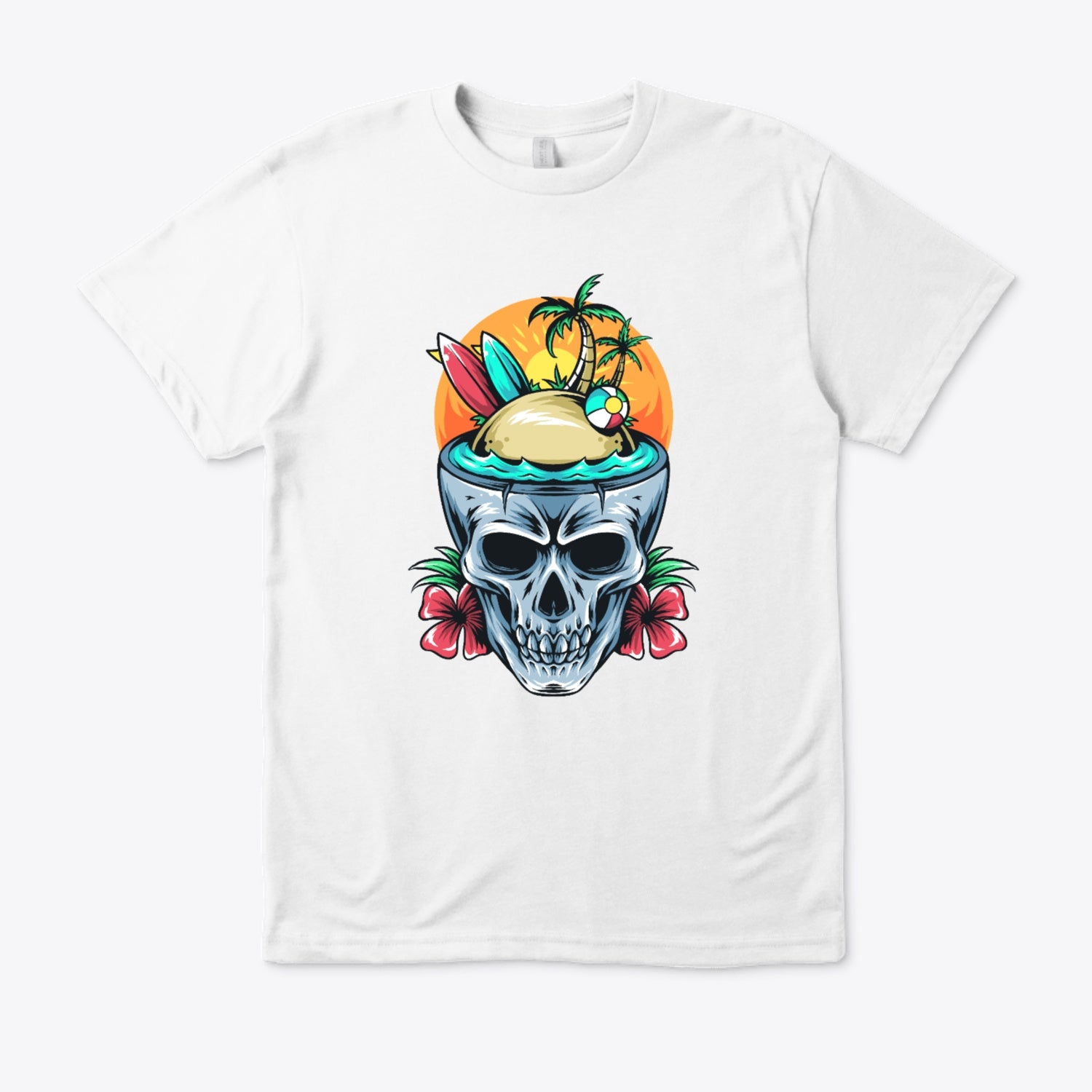 Tropical Skull Graphic T-Shirt