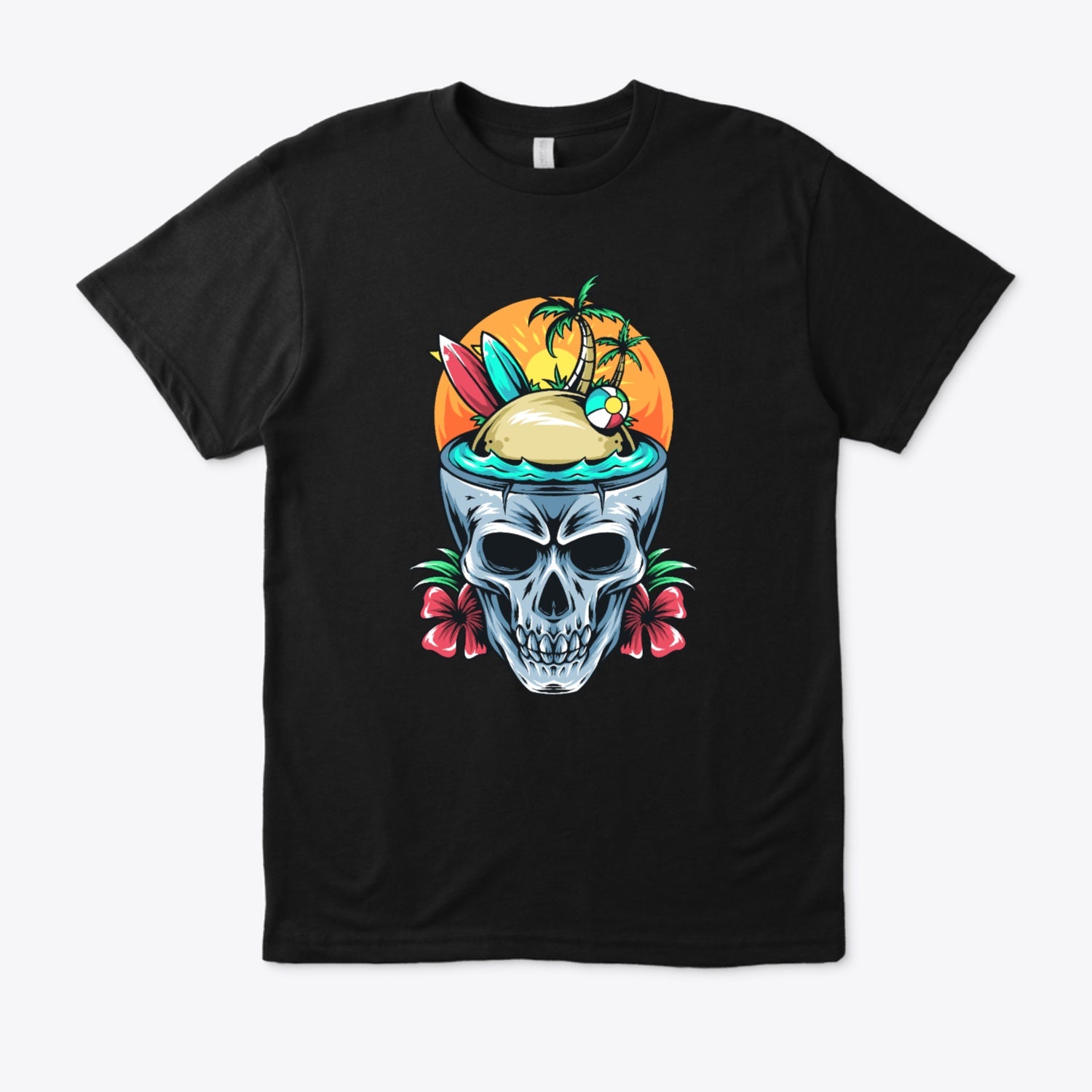 Tropical Skull Graphic T-Shirt